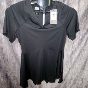 Copper Life Women's Black Fitness Running Athletic Top V Neck Size XL